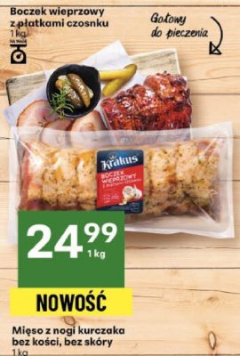 Boczek wieprzowy z płatkami czosnku 1 kg promocja w Delikatesy Centrum