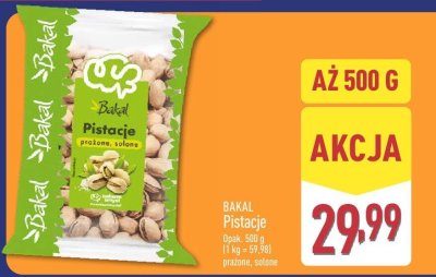 Pistacje prażone, solone BAKAL promocja w Aldi