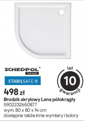 Brodzik akrylowy Lena półokrągły promocja w Castorama