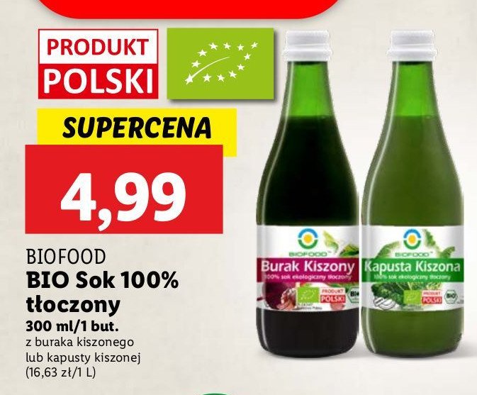 Sok z buraków kiszonych Bio food promocja w Lidl