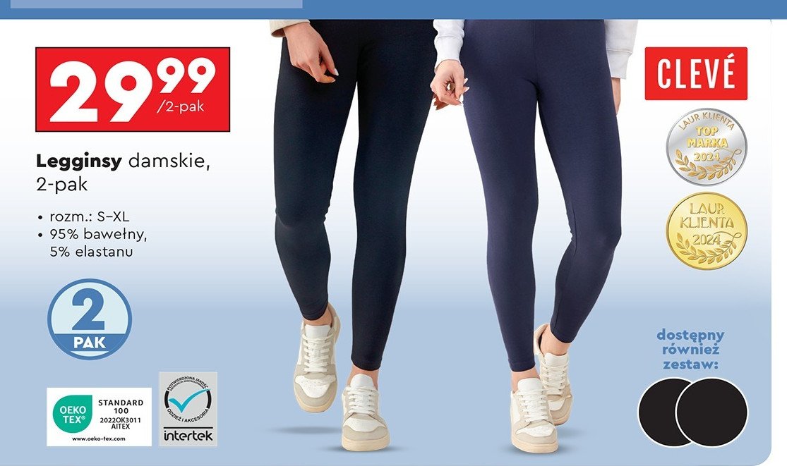 Legginsy damskie rozm. s-xl Cleve promocja w Biedronka