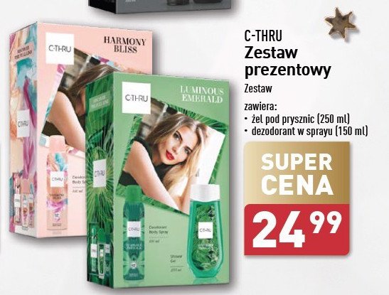 Zestaw w pudełku harmony bliss żel pod prysznic 250 ml + dezodorant 150 ml C-thru zestaw promocja w Aldi