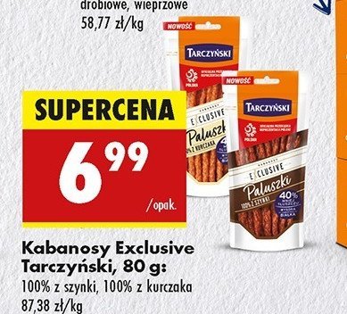 Kabanosy 100 % z szynki Tarczyński exclusive promocja w Biedronka