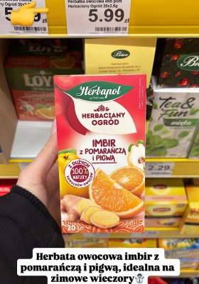 Herbata owocowa imbir z pomarańczą i pigwą Herbaciany Ogród  promocja w Dino