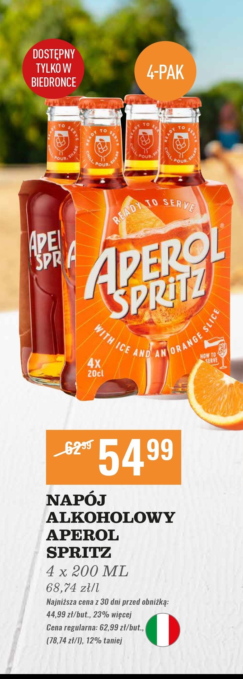 Drink Aperol spritz promocja w Biedronka