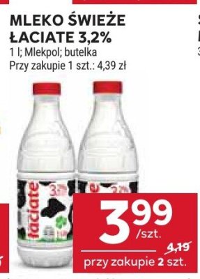 Mleko świeże Łaciate 3,2% promocja w Stokrotka