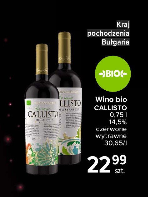 Wino Callisto merlot & syrah promocja