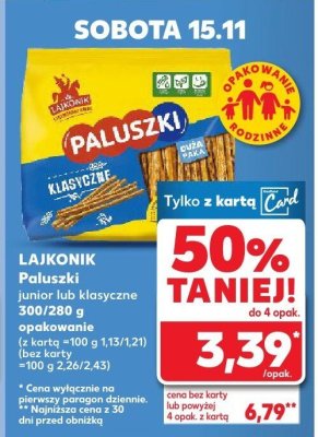 Lajkonik Paluszki klasyczne 300/280 g promocja w Kaufland