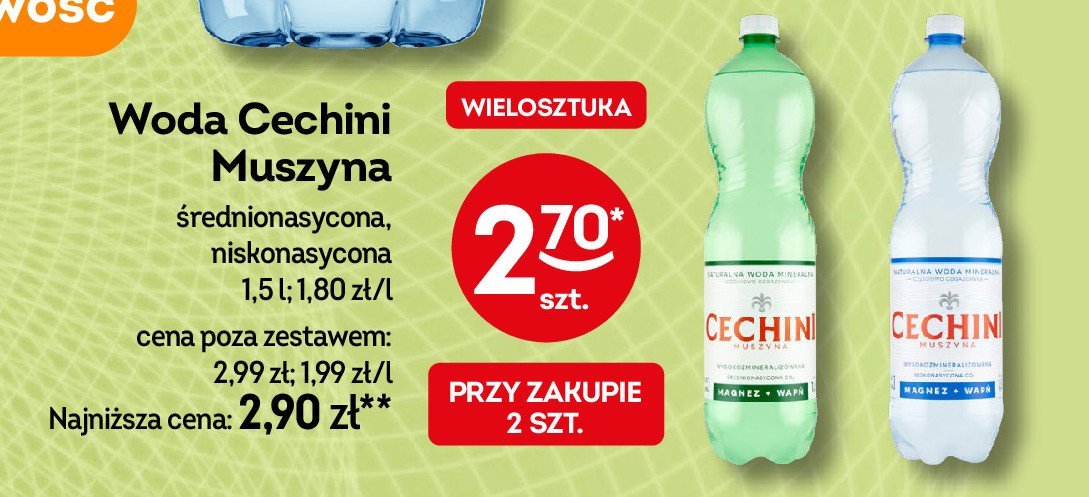 Woda średnionasycona Muszyna cechini promocja w Żabka