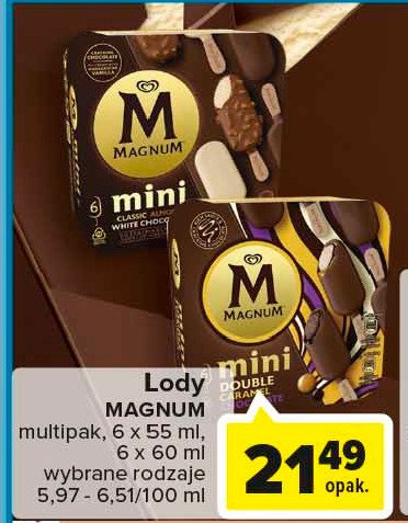 Lód mini caramel + chocolate Algida magnum double promocja