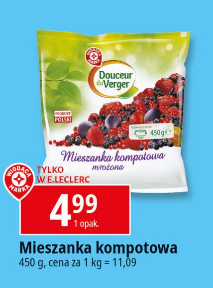 Mieszanka kompotowa Wiodąca marka douceur du verger promocja w Leclerc