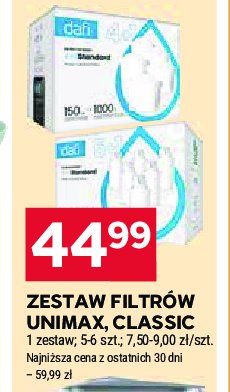 Wkłady filtrujące unimax + filtr magnezowy Dafi promocja