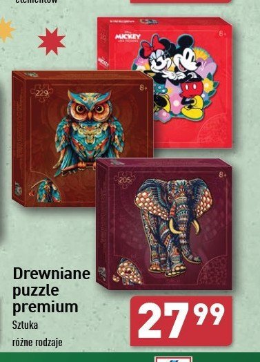 Puzzle drewniane mickey promocja w Aldi