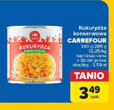 Kukurydza konserwowa Carrefour classic promocja