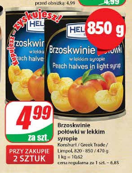 Brzoskwinie połóki w lekkim syropie Helcom promocja