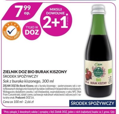 Bio sok z buraka kiszony promocja w DOZ.PL