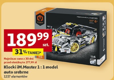 Klocki M.Master 1:1 model auto srebrne 1237 elementów promocja w Auchan