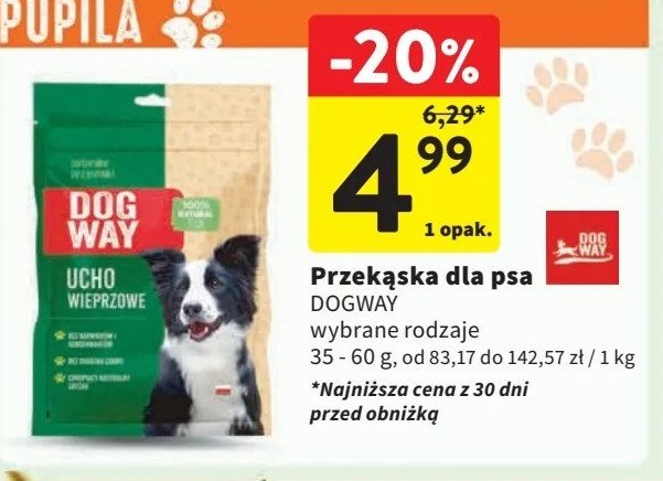 Ucho wieprzowe Dogway promocja w Intermarche