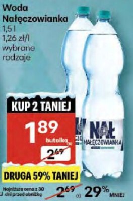 Woda Nałęczowianka wybrane rodzaje promocja w Delikatesy Centrum