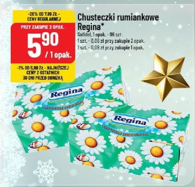 Chusteczki rumiankowe Regina różne rodzaje - 96 szt. promocja w POLOmarket