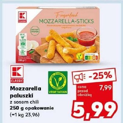 Mozzarella paluszki z sosem chili K-classic promocja w Kaufland