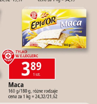 Maca naturalna Wiodąca marka epi d'or promocja w Leclerc