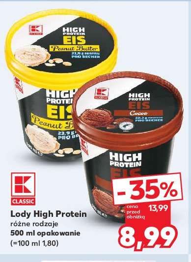 Lody proteinowe masło orzechowe K-classic promocja w Kaufland