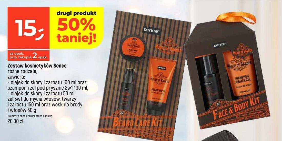 Zestaw w pudełku: olejek do skóry i zarostu 100 ml + szampon i żel pod prysznic 100 ml Sence collection zestaw promocja w Dealz