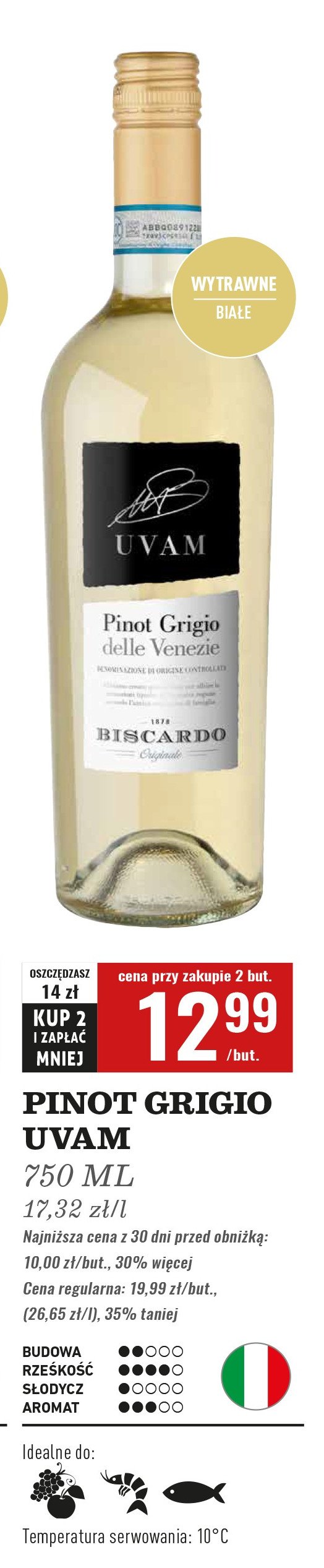 Wino UVAM PINOT GRIGIO promocja w Biedronka