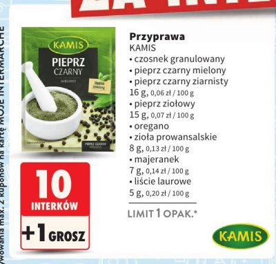 Przyprawa pieprz czarny mielony KAMIS promocja w Intermarche