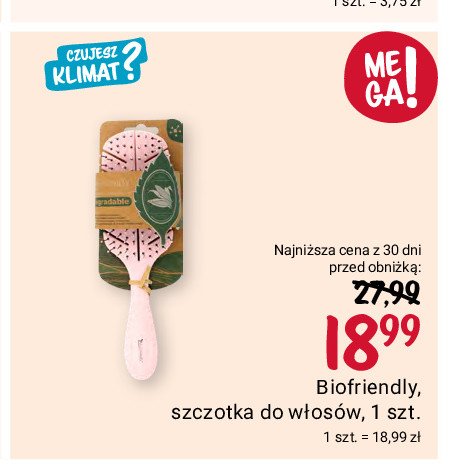 Biodegradowalna szczotka do włosów Biofriendly promocja