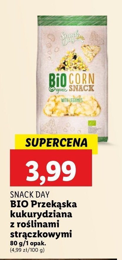 Przekąska kukurydziana z roślinami strączkowymi Snack day promocja