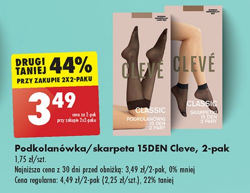 Podkolanówki 15 den Cleve promocja