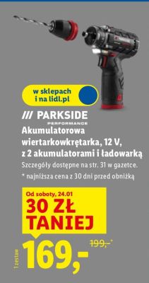 Akumulatorowa wiertarkowkrętarka 12V z 2 akumulatorami i ładowarką promocja w Lidl