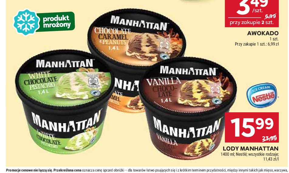 Lody chocolate & vanilla Nestle manhattan Manhattan (nestle) promocja w Stokrotka