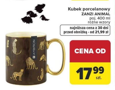 Kubek porcelanowy ZANZI ANIMAL poj. 400 ml różne wzory promocja w Carrefour