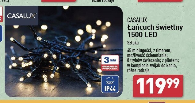 Łańcuch świetlny 1500 led Casalux promocja w Aldi