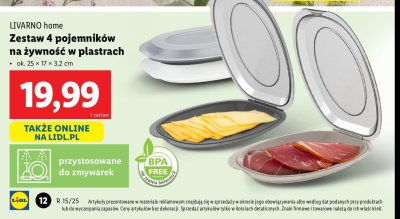 Pojemniki na żywność 25 x 17 x 3.2 cm LIVARNO HOME promocja