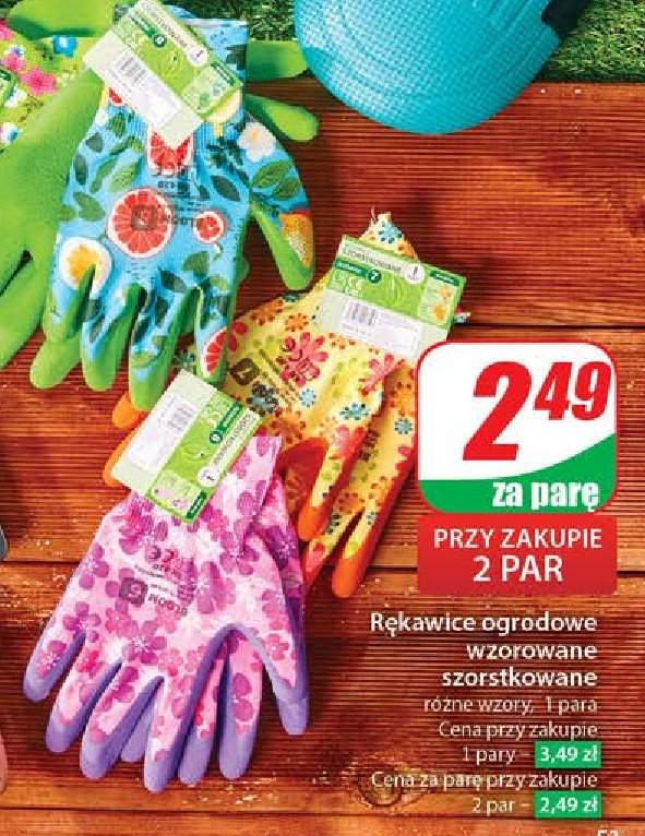 Rękawice ogrodowe wzorzyste promocja w Dino