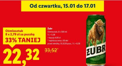 Piwo Żubr 8 x 500 ml promocja w Lidl