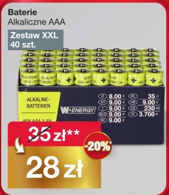 Baterie alkaliczne AAA Zestaw XXL 40 szt. promocja w Woolworth