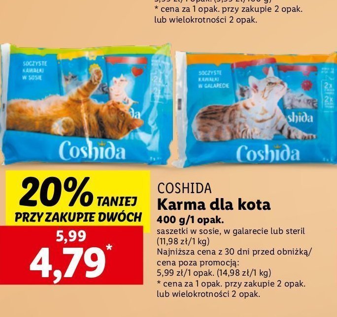 Karma dla kota soczyste kawałki w sosie Coshida promocja