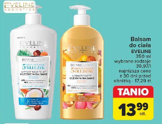 Mleczko w balsamie 5 roślinnych mleczek Eveline botanic expert promocja