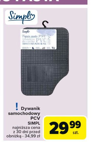 Dywaniki samochodowe pcv Simpl promocja