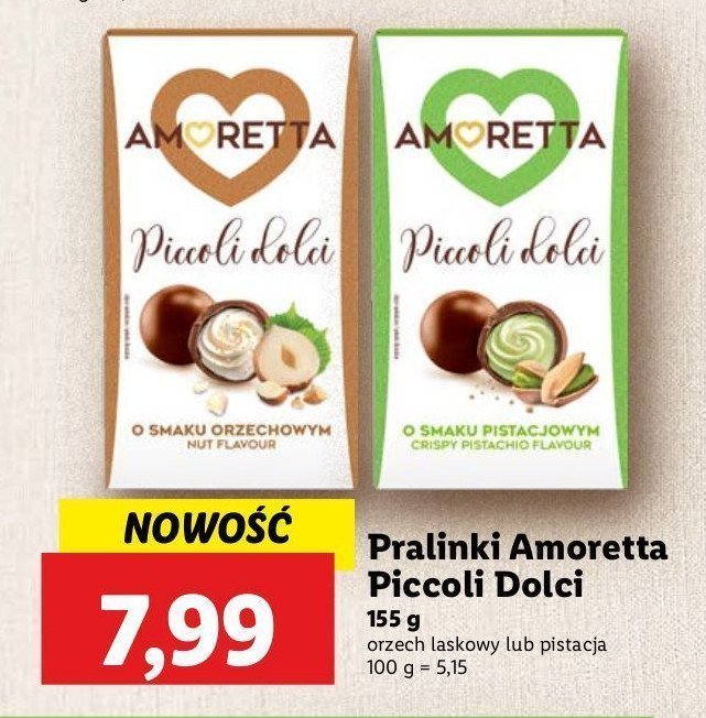 Praliny pistacjowe Amoretta promocja