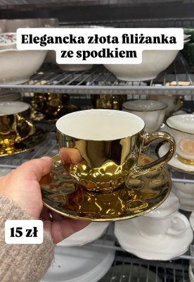 Filiżanka ze spodkiem złota promocja w Pepco