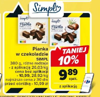Pianka w czekoladzie waniliowa Simpl promocja