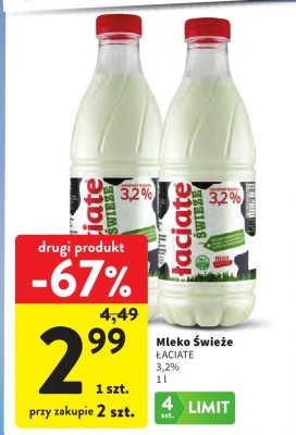 Mleko Świeże ŁACIATE 3,2% promocja w Intermarche