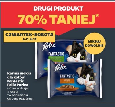 Karma mokra dla kotów Fantastic, różne rodzaje DRUGA -70% promocja w Netto
