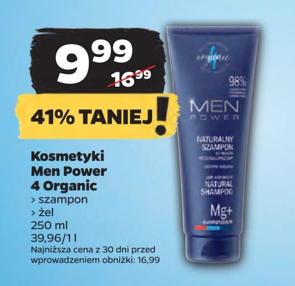 Naturalny szampon do włosów 4organic men power promocja